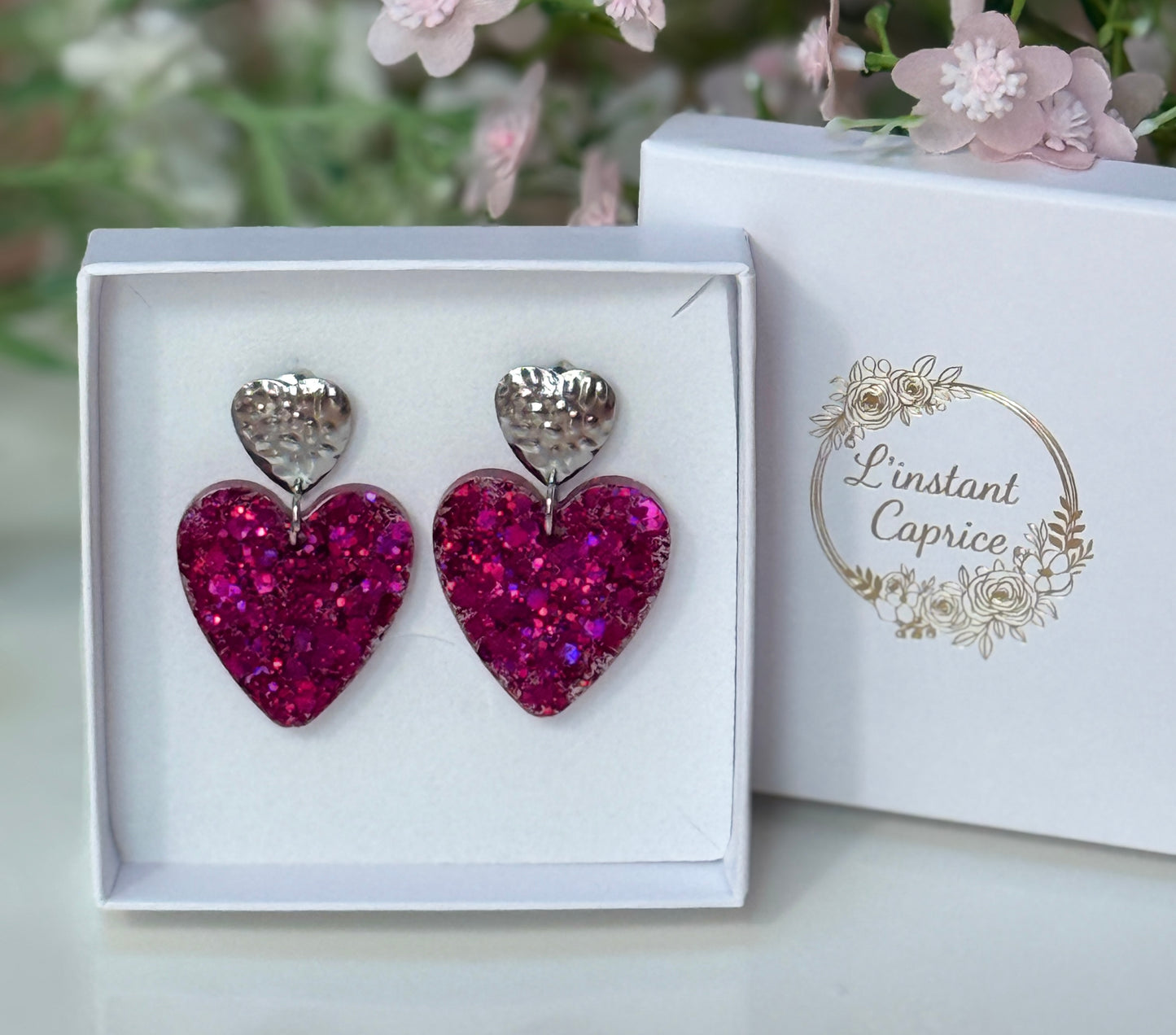 Coeur Résine et Paillette