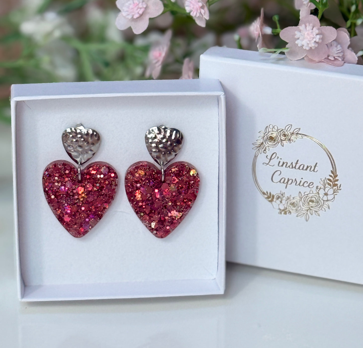 Coeur Résine et Paillette