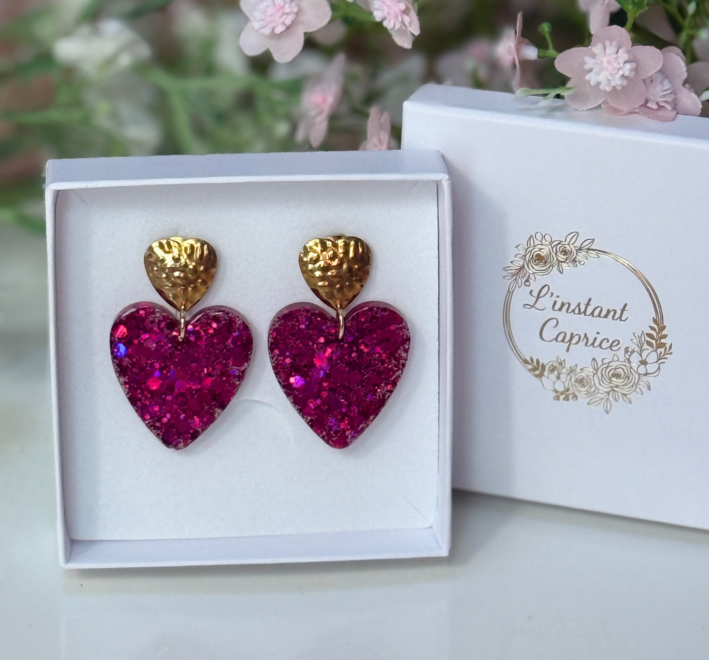 Coeur Résine et Paillette