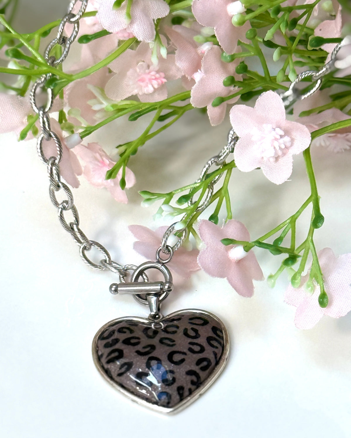 Collier Coeur Leopard