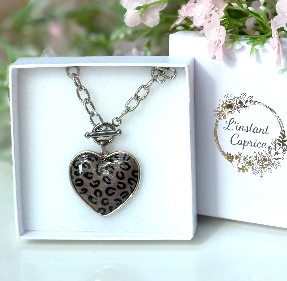 Collier Coeur Leopard
