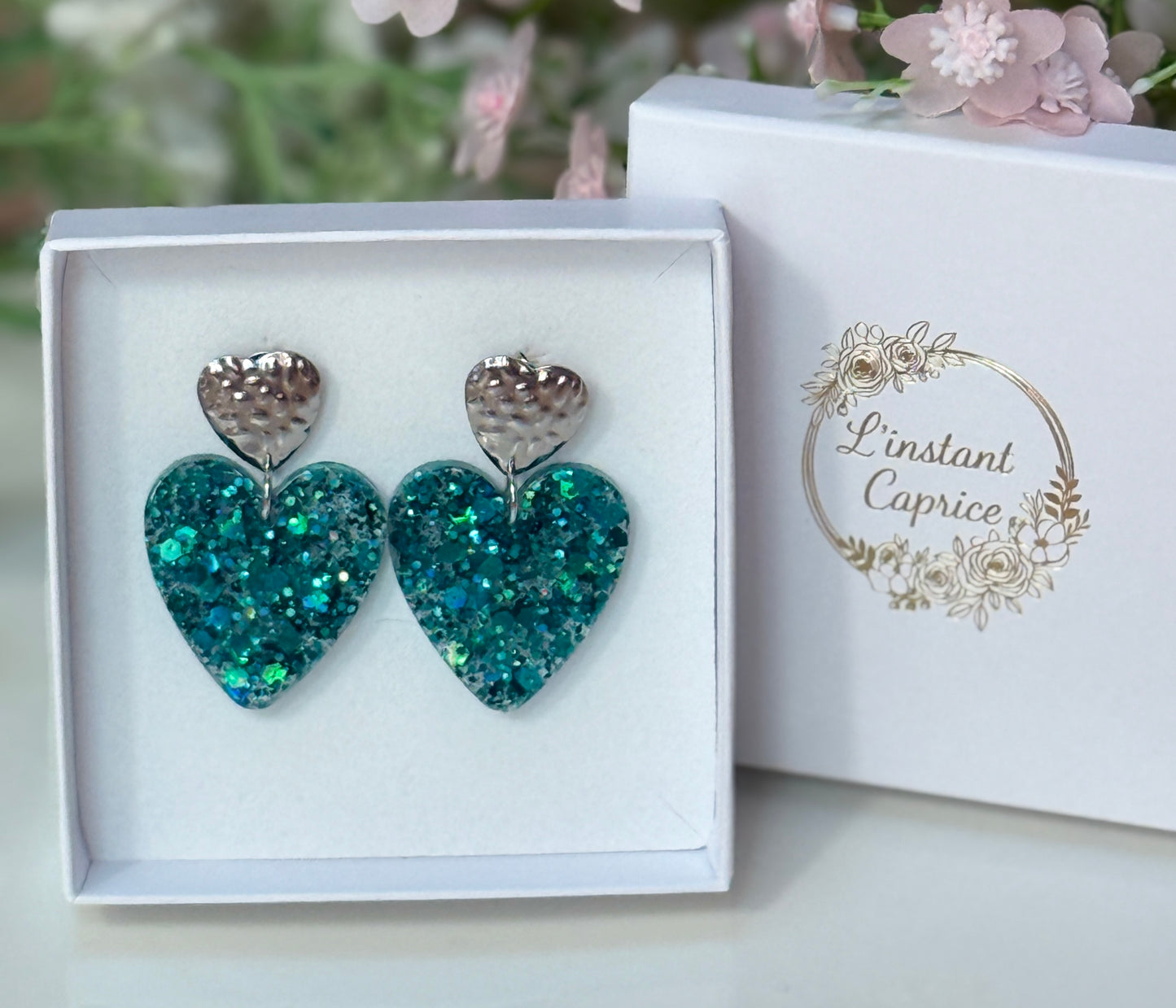 Coeur Résine et Paillette