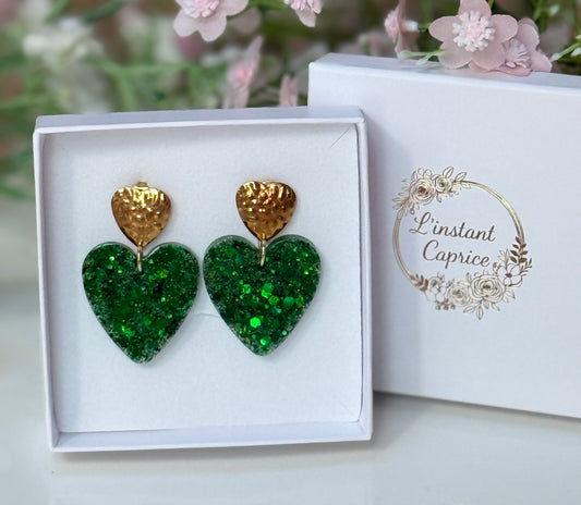 Coeur Résine et Paillette
