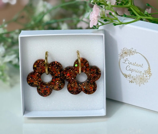 Créoles Fleur résine